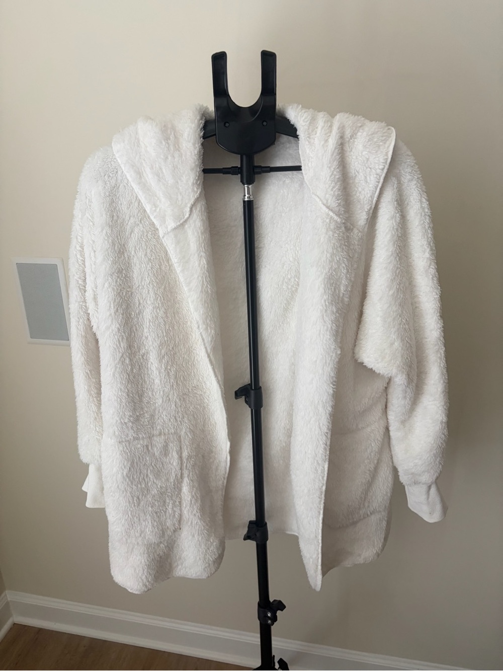 Cozy Fuzzy Fleece Hooded Cardigan Sz S -